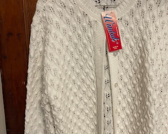 Vintage 90s cardigan acrylic white NWT