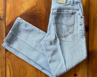 Vintage 80er Jahre Lee Jeans gerades Bein light wash gesäumt