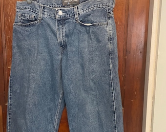 Vintage 90s Levis Silvertab Baggy Light Wash Denim Distressed Wide