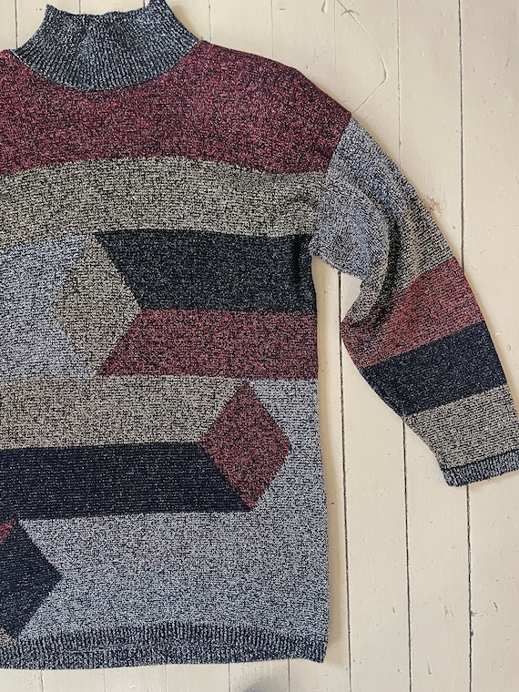 Vintage 80s Lurex sweater mini dress