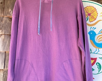 Vintage 90s LL Bean cotton hooded shirt striped hood lining medium