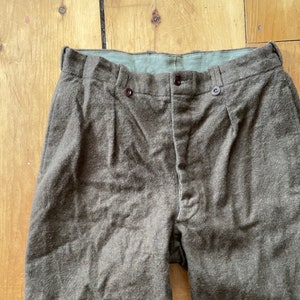 Vintage 40s 50s wool pants trousers military militaire French by Paulhan & Fils