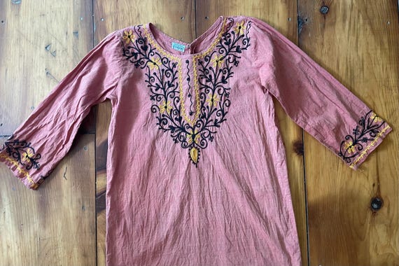 sachin and babi light blue dress Yellow Flowers Andina Hand-Embroidered Linen Mini Tunic