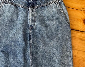 Vintage 80s acid wash denim skirt jean skirt by Pizzazz