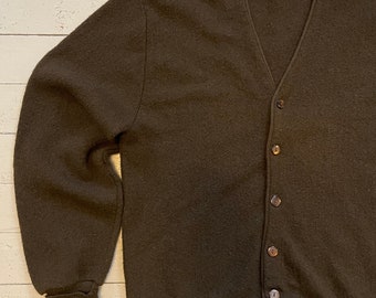 Vintage 80s cardigan wool dark brown Arnold Palmer