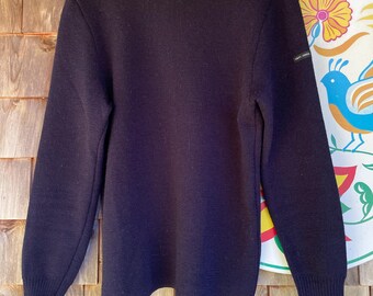 Saint James French naval style sweater navy blue wool breton large