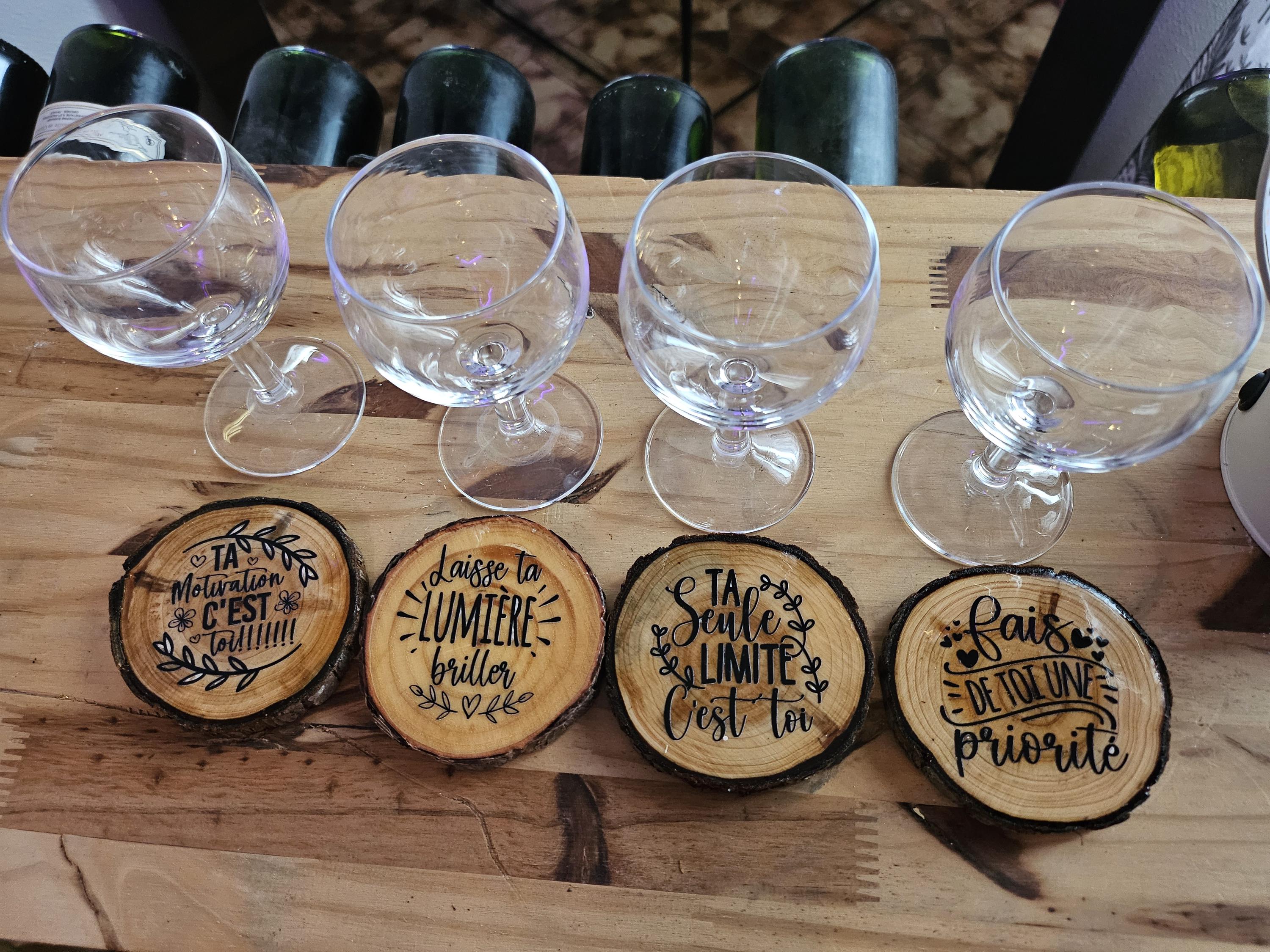 Dessous de verre en bois d'olivier artisanal