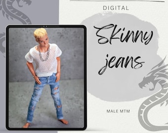 PDF Digital Pattern skinny jeans for 1:6 12“ male MTM fashion dolls + Video Tutorial