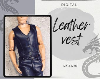 Modello digitale PDF per gilet in pelle per bambole di moda MTM da 12 pollici in scala 1:6 + Video Tutorial