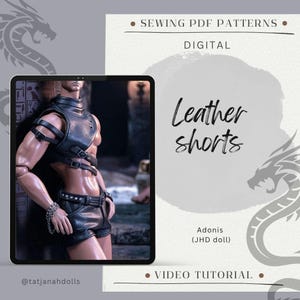 PDF Digital Pattern Leder Gotik - Punk - Leather Shorts Pants für Adonis Mizi JHD Male Doll  + Video Tutorial
