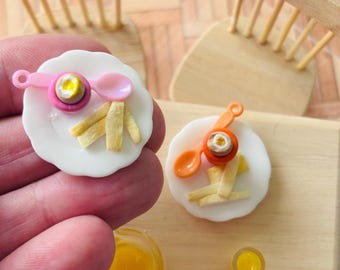 Handmade Miniature Dippy Eggs & Soldiers, Dolls House Food