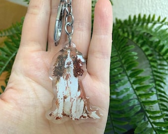 English Springer Spaniel keyring - clear acrylic glitter Keychain dog lover, key ring, dog owner, Cute gift, key chain, bag charm, dog Mom