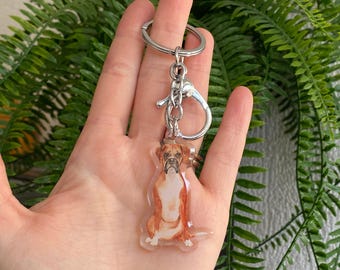 Boxer dog keyring - clear acrylic glitter Keychain dog lover, key ring, dog owner, Cute gift, key chain, bag charm, dog mum Mom gift
