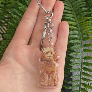 Cockapoo keyring - clear acrylic glitter Keychain dog lover, key ring, dog owner, Cute gift, key chain, bag charm, dog Mom gift