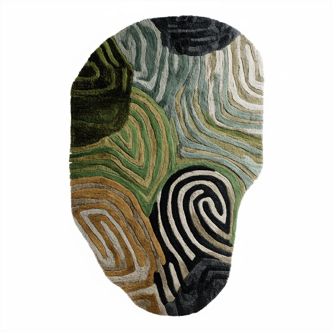 Unique Narrow Rugs Abstract Irregular Shaped Wool Rug - Organic Modern Topographic Hand ...
