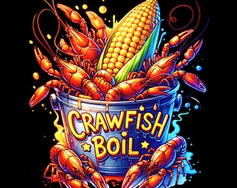 Crawfish Boil Bucket PNG Digital Download Design, Super Cute