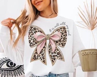 Es ist auch mit meiner Seele Leopard und rosa Bougie Schleife PNG Download Design
