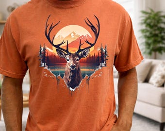 Hirsch Buck Sunset Digital PNG Download Design
