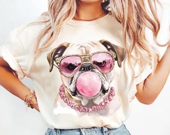 Bulldog mit Sonnenbrille und Kaugummi Bougie Digital PNG Download