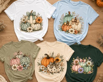 Boho Floral Pumpkin PNG Bundle – Autumn Sublimation T-Shirt Design | Digital Download