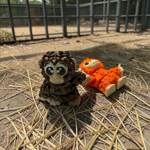 Punch the Monkey 3D printed and Orangutan Plushie stuffed Toy set of 2 magnetic connection for the baby Macaque in Japan Comfort Mother Soft