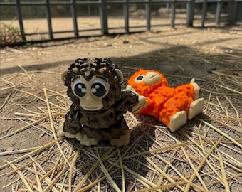 Punch the Monkey 3D printed and Orangutan Plushie stuffed Toy set of 2 magnetic connection for the baby Macaque in Japan Comfort Mother Soft