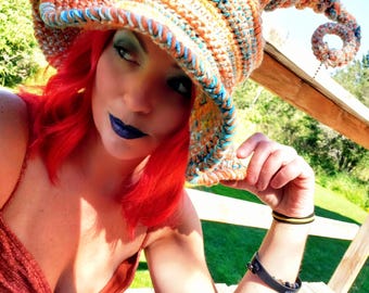 Crochet Twisted Witch Hat. Witch Costume Hat. Cosplay Hat. Halloween Witch Hat. Available  In Multiple Colors.