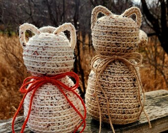 Crochet Rustic Farmhouse Cat. Amigurumi Cat. Cat Home Decor. Available In Multiple Colors.
