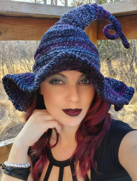Crochet Twisted Witch Hat. Witch Costume Hat. Cosplay Hat. Halloween Witch Hat. Available in Multiple Sizes \u0026 Colors.