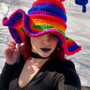 Crochet Twisted Witch Hat - Witch Costume Hat - Cosplay Hat - Halloween Witch Hat - Available In Multiple Sizes & Colors.