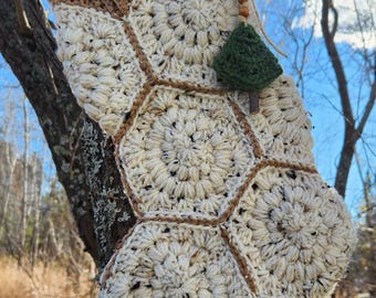 Crochet Granny Hexagon Christmas Stocking. Farmhouse Style Stocking. Granny Puff Stirch Hexagon. Holiday Stocking. Christmas Decor.