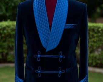 Royal Navy Blue smoking jacket