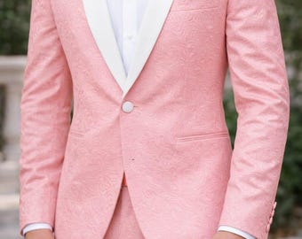 Luxury Blush Pink Tuxedo Suit for Men – Shawl Lapel Wedding & Party Wear