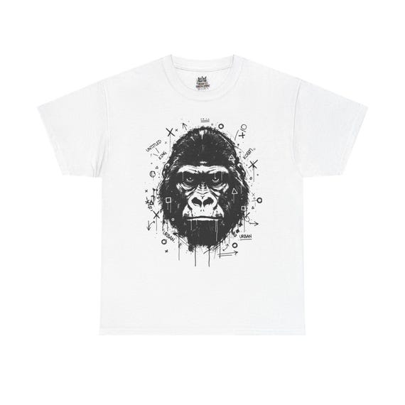 Gorilla Head Sketch Tee | Primate Illustration, Monochrome Graphic Shirt