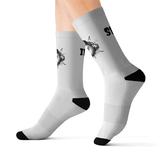 Shhh Socks | Sublimation Socks, Black Ink Illustration