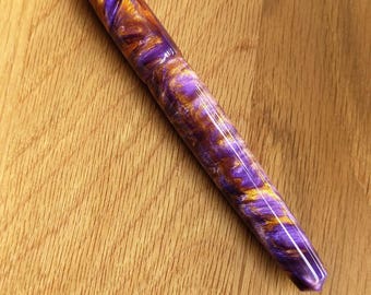 Handmade Chatoyant Acrylic Rollerball Pen - Purple & Gold