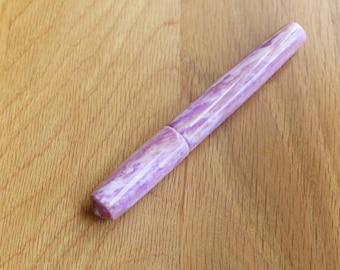 Valentine pink, white and little gold shimmer unique acrylic resin hand made rollerball pen