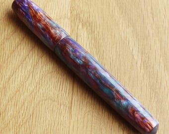 Hand made Copper, purple and teal shimmer rollerball pen.