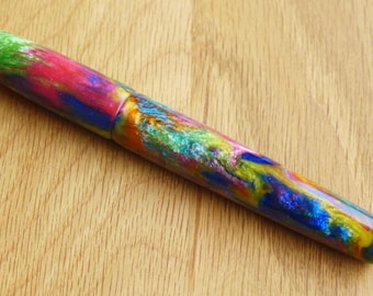 Handcrafted Shimmer rollerball Pen: Rainbow Swirl Design
