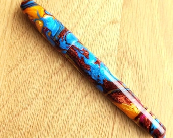 Multicoloured shimmering hand made acrylic gel ink rollerball pen
