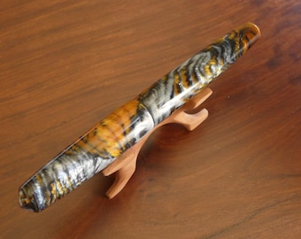 Large handmade gold colour, silver and black shimmer acrylic fountain pen