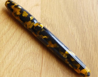 Amber and Black celluloid gel ink rollerball pen