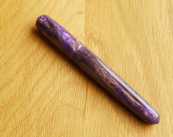 Luxurious gold and mauve shimmer resin hand crafted gel ink rollerball pen