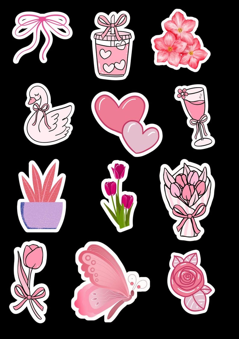Pink Sticker Sheet L/ - Etsy