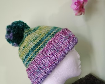 Chunky knit pom pom beanie: warm & cozy hats in variety of colors