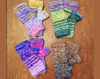 Soft knit fingerless gloves for women and men: cozy wrist warmers