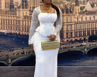 Luxury Lace Aso Ebi Dress, African Wedding Gown, Owambe Party Dress
