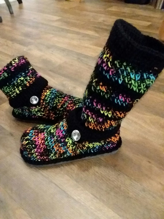 Black Lights Crochet Sweater Boots - Etsy