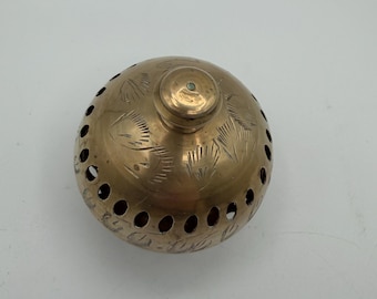 Engraved Brass Potpourri Holder | Pierced Incense Burner, Trinket Box (India)