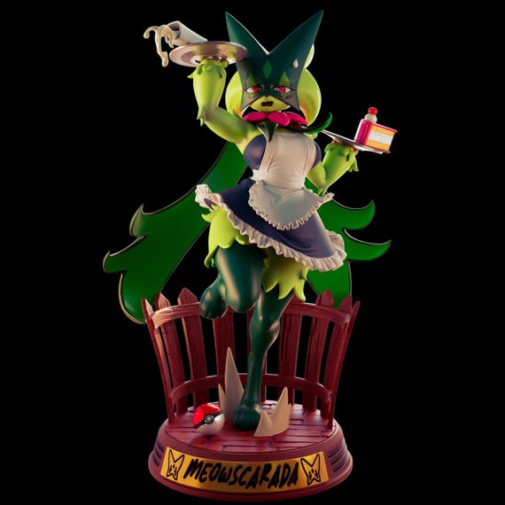 Meowscarada Figure | 3D Painted Figures | Handmade Sculpture